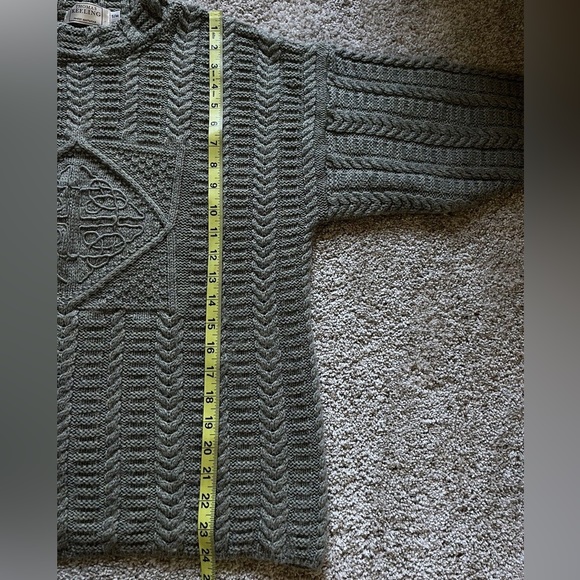Vintage Thomas Keeling Chunky Knit Wool Fisherman Sweater Green Women’s Size S/M - Picture 7 of 10